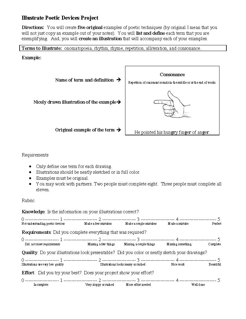 poetic devices worksheet 1