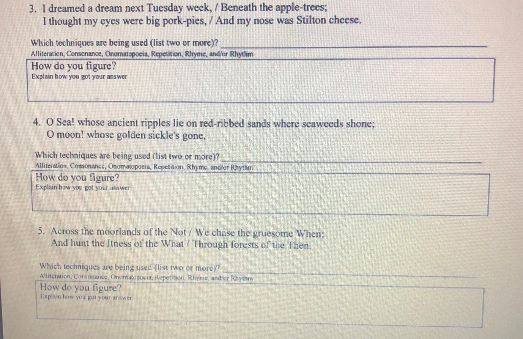 poetic devices worksheet