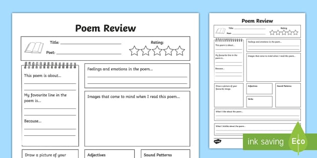 Poetry Response Worksheet (teacher made) - Twinkl