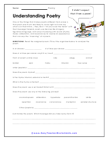 Poetry Worksheets