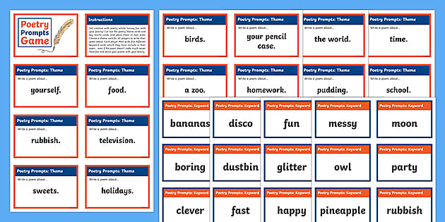 Poetry Prompts Game (teacher made) - Twinkl