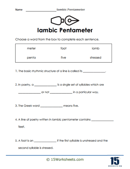 Iambic Pentameter Worksheets - 15 Worksheets Library