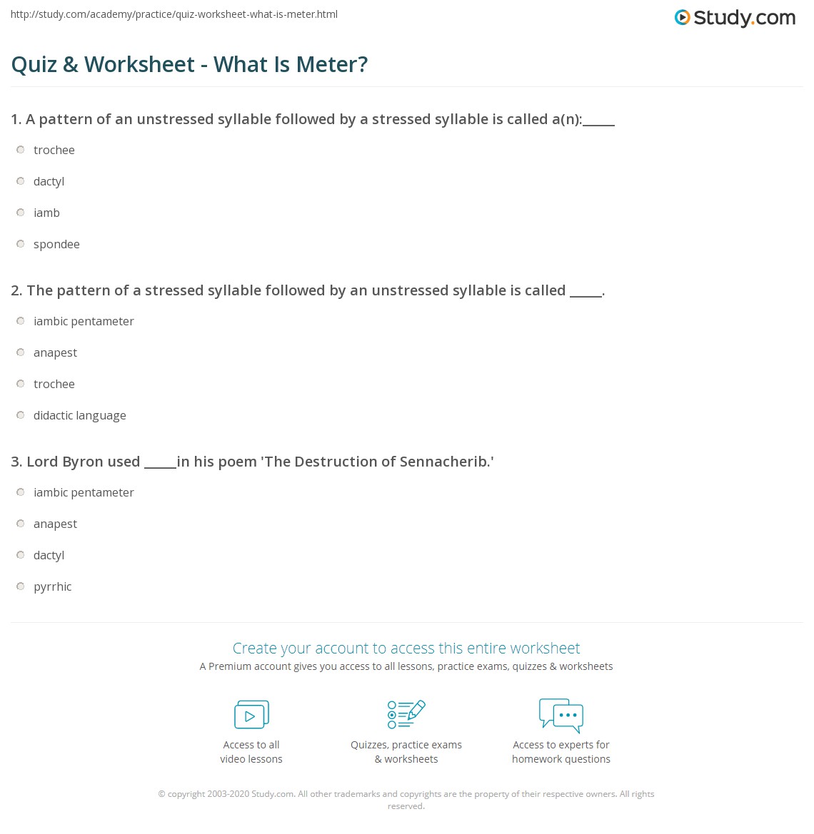 poetry meter worksheet
