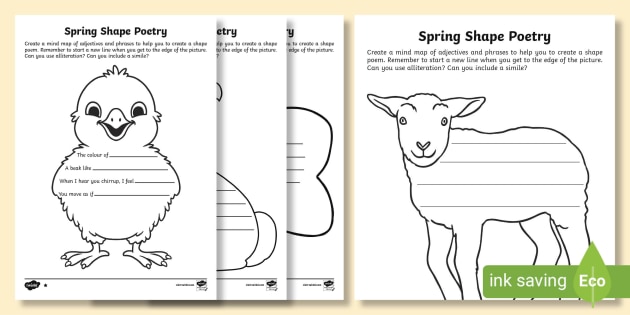 KS1 Spring Shape Poetry Differentiated Worksheets - Twinkl