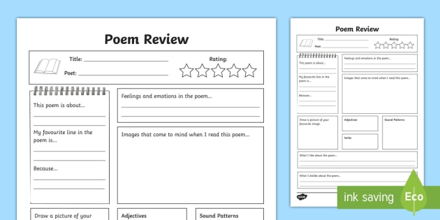 Poetry Response Worksheet (teacher made) - Twinkl