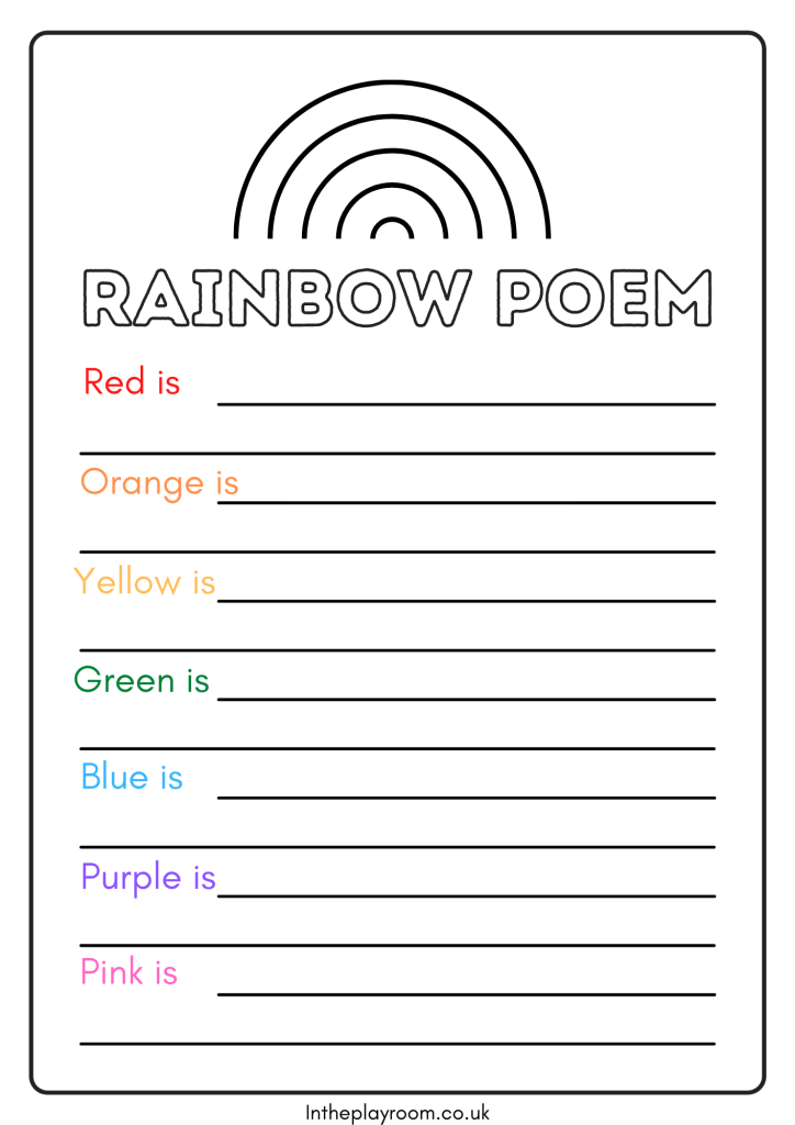 Rainbow Poem for Kids (Free Printable Worksheet) - In The Playroom