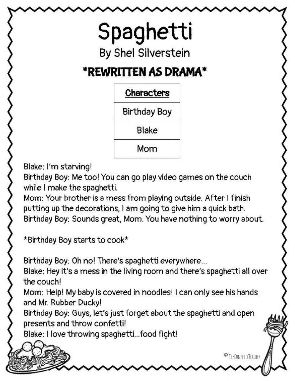 poetry prose and drama worksheet