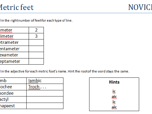 poetry rhythm worksheet