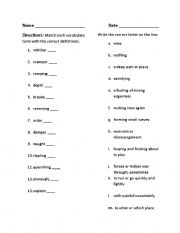 English worksheets: Poetry Vocabulary Quiz