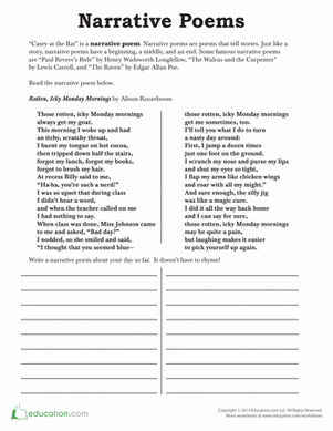 poetry worksheet 3rd grade