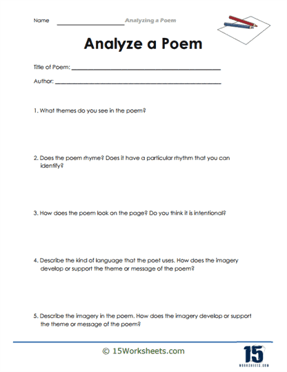 Analyzing a Poem Worksheets - 15 Worksheets Library