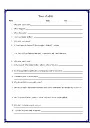 Poem Analysis Worksheet - ESL worksheet by mgillham