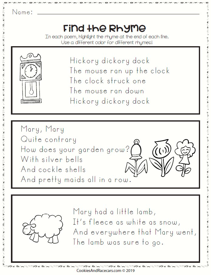 Poetry Worksheet Pack - Cookies &  Racecars