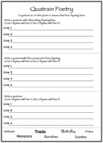 Quatrain Poetry Worksheet - Homeschool Helper Online