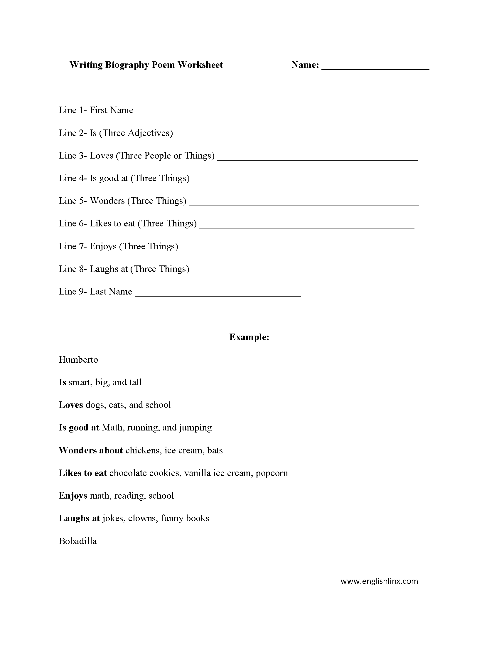 Writing Worksheets | Poetry Writing Worksheets