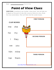 point of view worksheet for 3rd grade