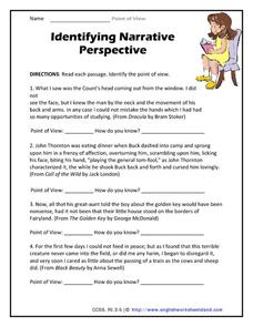 point of view worksheet for 3rd grade