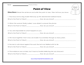 point of view worksheet for 3rd grade