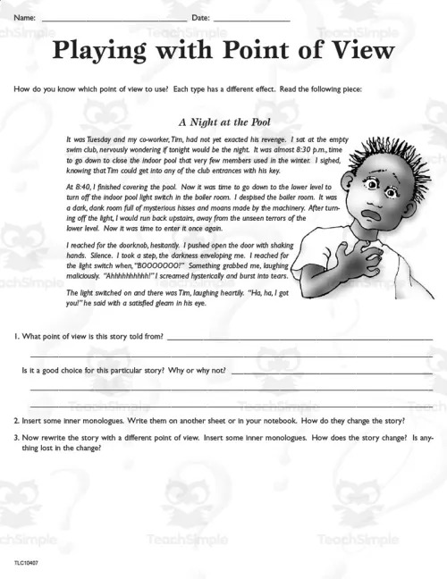 point of view worksheet for middle school