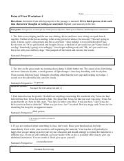 point of view worksheet pdf