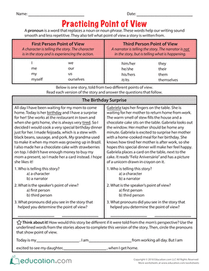 Practicing Point of View | Worksheet 