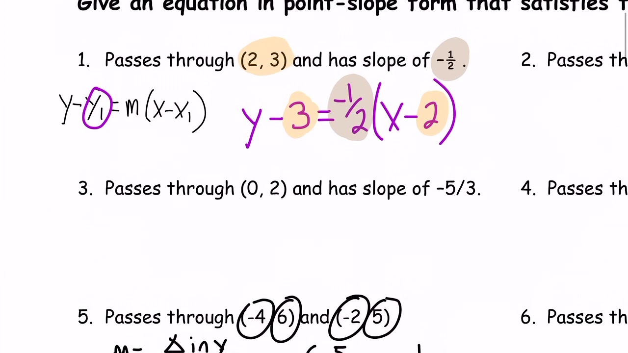 Point Slope Form Practice Worksheet - YouTube