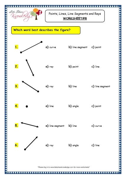 points line segments lines and rays worksheet