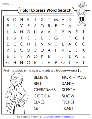 polar express worksheet free
