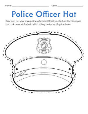 Police Officer Hat and Badge | Worksheet 