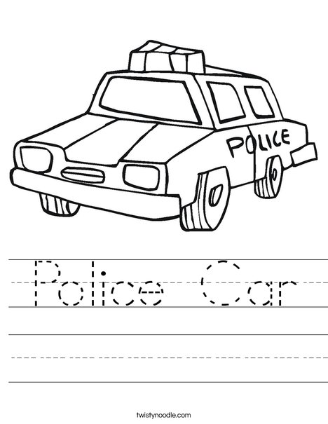 Police Car Worksheet - Twisty Noodle