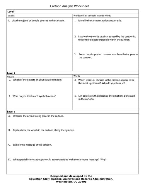 political cartoon worksheet