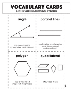 Vocabulary Cards: The Attributes of Polygons | Worksheet ...