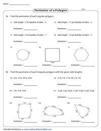 Perimeter of Polygons Worksheets