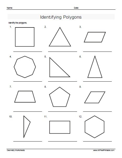 Identifying Polygons Worksheets - Free Printable