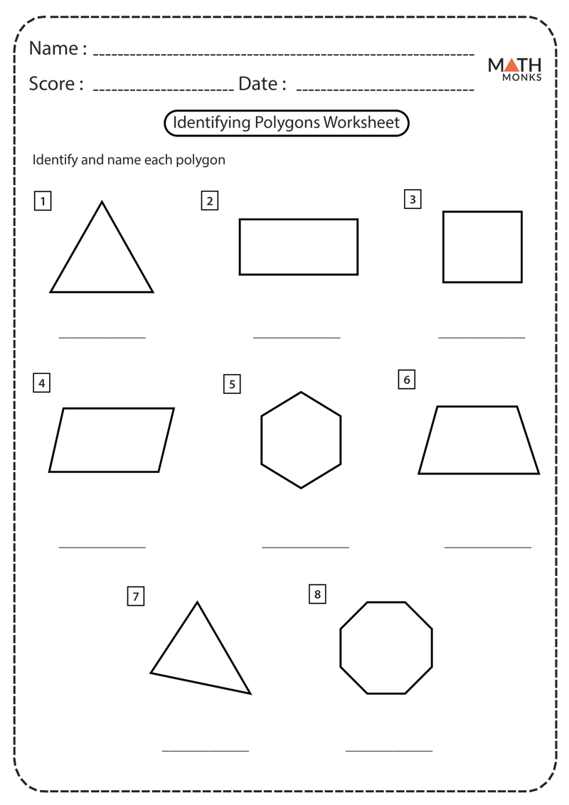 Classifying or Identifying Polygons Worksheets - Math Monks