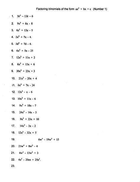 Factoring Polynomials Worksheet And Answers