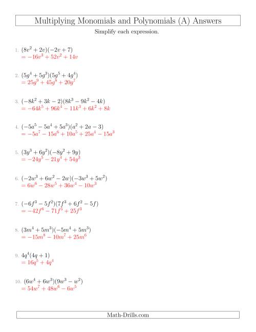 Multiplying Monomials and Polynomials with Two Factors Mixed ...