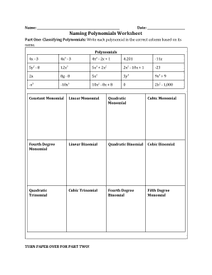 Naming Polynomials Worksheet Answers - Fill and Sign Printable ...