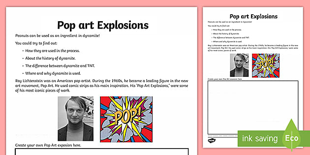 pop art worksheet