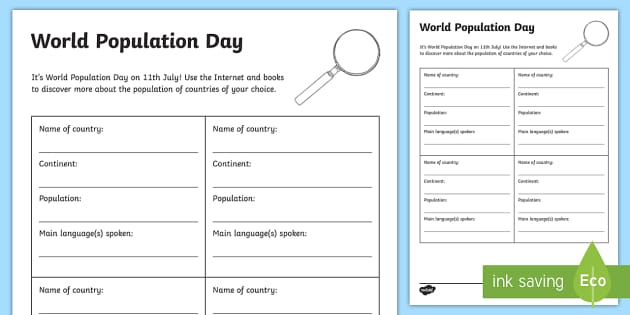 populations worksheet