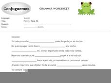 por and para worksheet