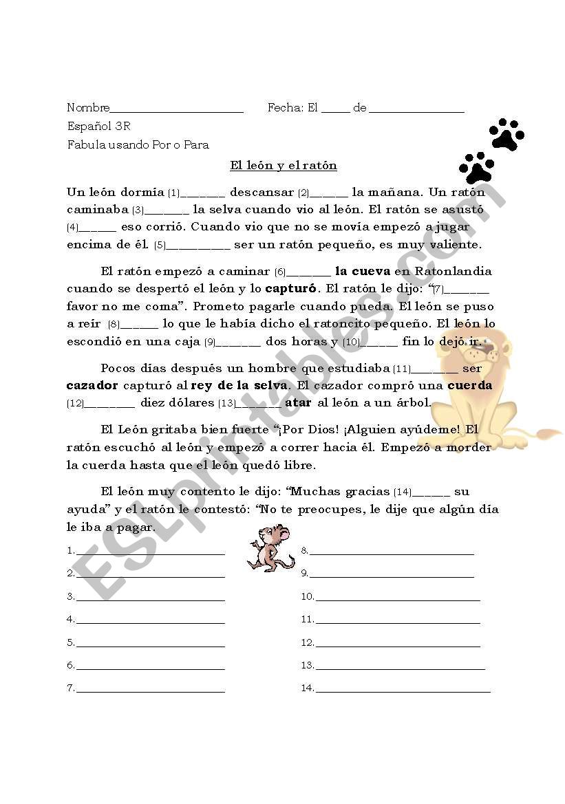 Por y Para Activity That Helps My Students Get More Practice Easy ...