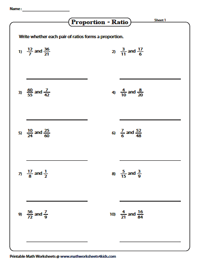 Proportions Worksheets