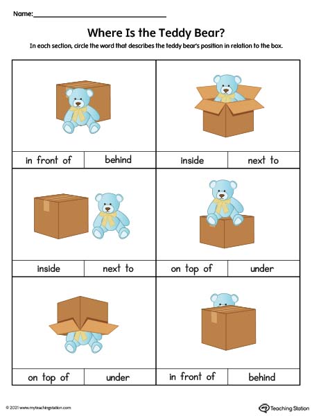 Positional Words Worksheet: Where is the Teddy Bear? (Color ...