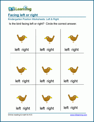 Free Preschool &  Kindergarten Position Worksheets - Printable | Worsheets library...