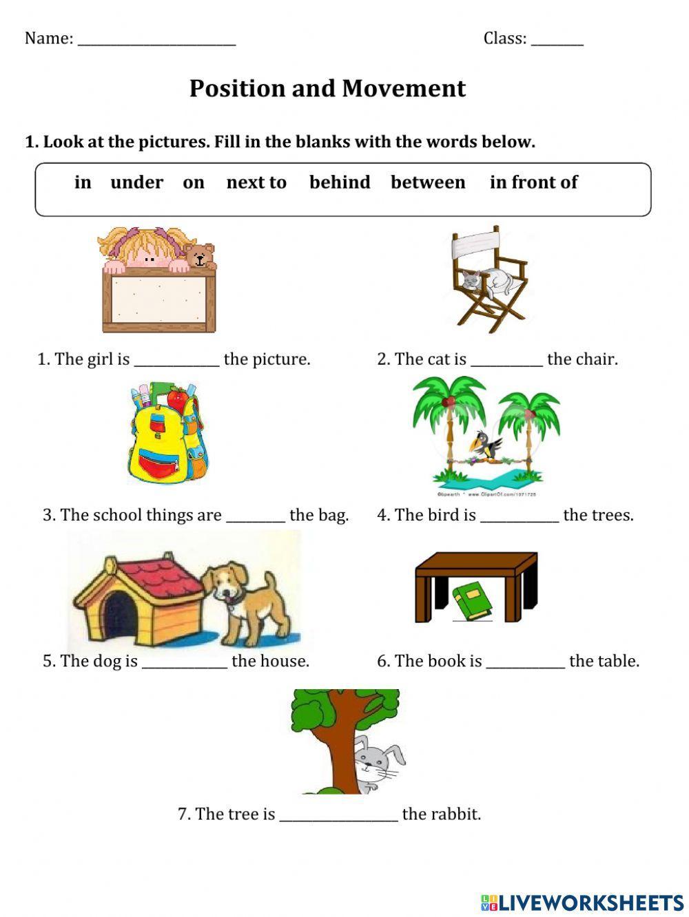 Position And Movement Year 1 Worksheet Worksheets Library