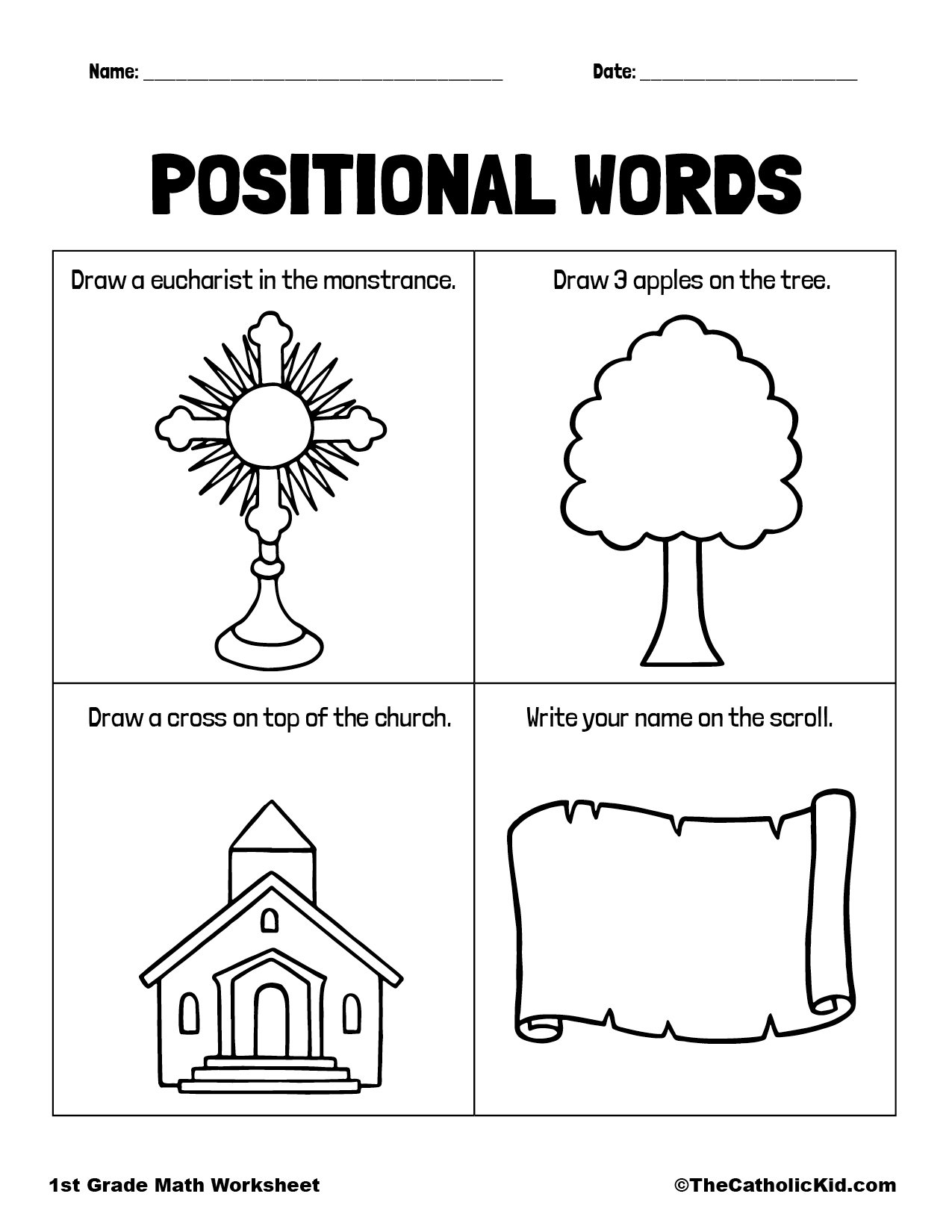 positional words worksheet