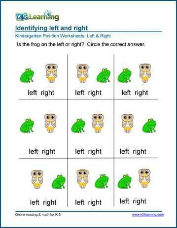 positional worksheet for kindergarten