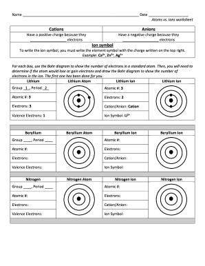 positive and negative ions worksheet answer key