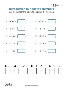 positive and negative numbers worksheet with answers